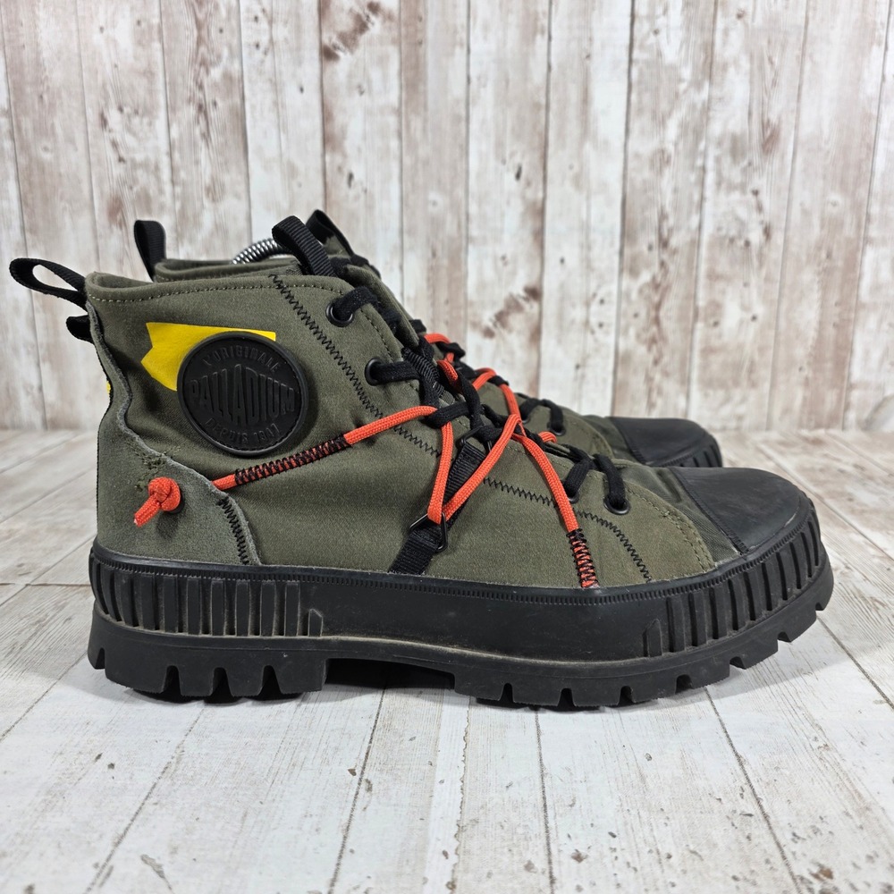 Palladium Palla Louvel Organic Cotton Boots Olive Green Orange Womens